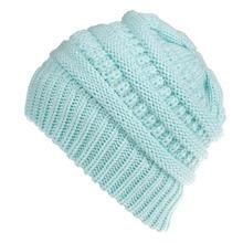 Ladies Mixed Color Knitted Ponytail Beanie - Beauty and Trends 